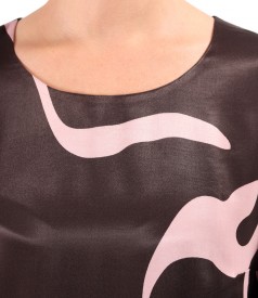 Casual dress made of printed satin viscose