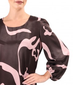 Casual dress made of printed satin viscose