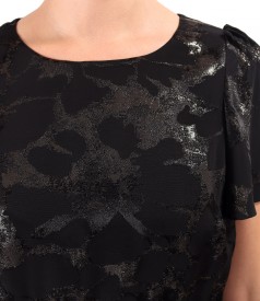 Midi evening dress made of viscose with metallic thread