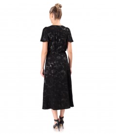 Midi evening dress made of viscose with metallic thread