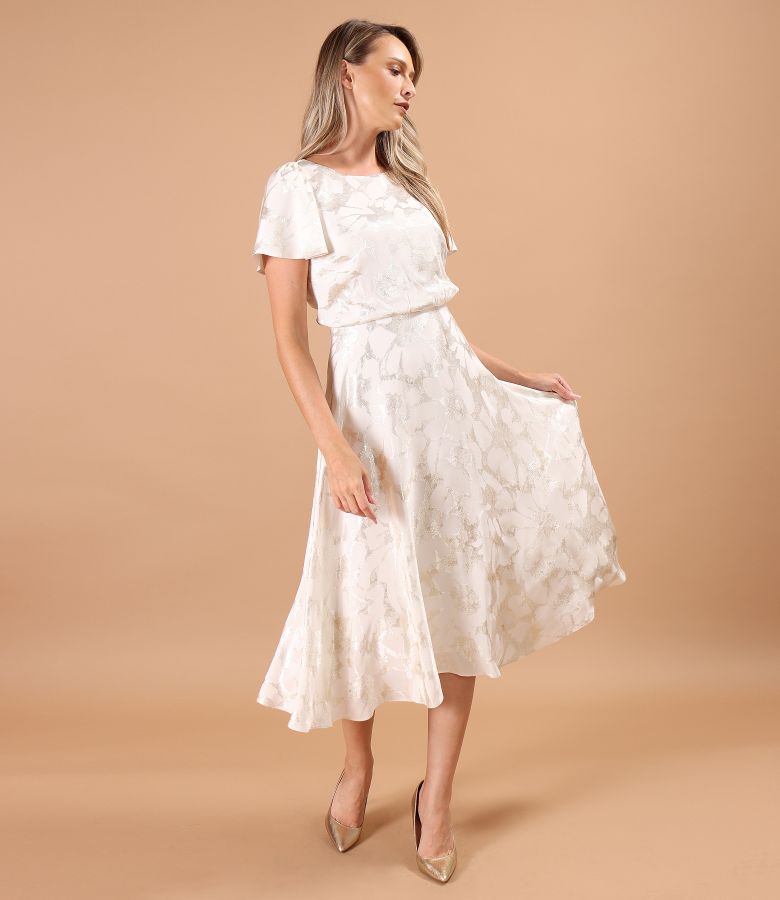 Midi evening dress made of viscose with metallic thread