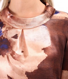 Printed satin viscose blouse
