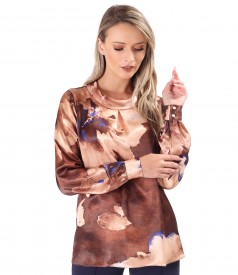 Printed satin viscose blouse