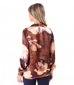 Printed satin viscose blouse