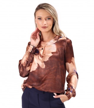 Printed satin viscose blouse