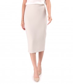 Midi tapered skirt in elastic fabric with viscose