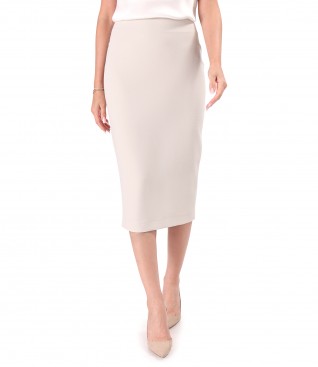 Midi tapered skirt in elastic fabric with viscose