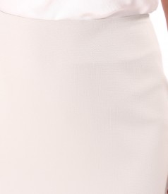 Midi tapered skirt in elastic fabric with viscose