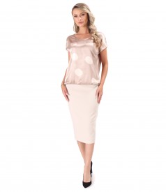 Midi tapered skirt in elastic fabric with viscose