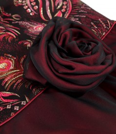 Midi evening dress with metallic brocade bodice