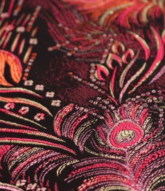 Midi evening dress with metallic brocade bodice