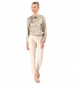 Elegant blouse made of printed satin viscose
