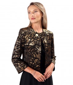 Bolero made of elastic velvet printed with golden motifs