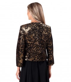 Bolero made of elastic velvet printed with golden motifs