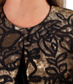Bolero made of elastic velvet printed with golden motifs