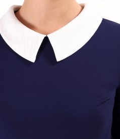 Elastic jersey blouse with pointed collar