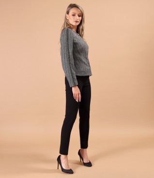 Office outfit with ankle pants and a cotton jacket