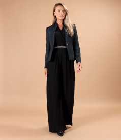 Sacou elegant din brocart cu salopeta lunga
