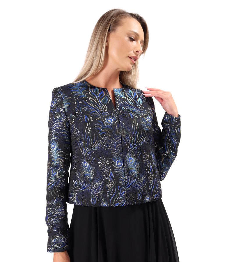 Elegant brocade jacket with metallic thread and floral motifs