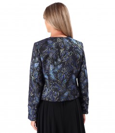 Elegant brocade jacket with metallic thread and floral motifs