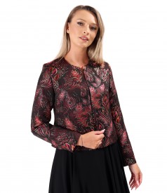 Elegant brocade jacket with metallic thread and floral motifs