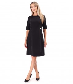 Flared office dress with short sleeves