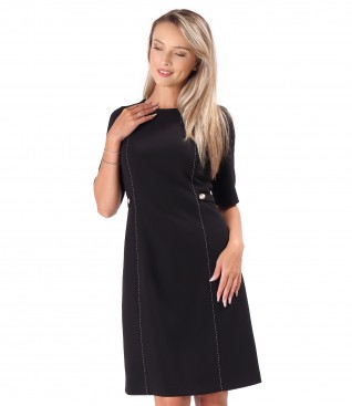 Flared office dress with short sleeves