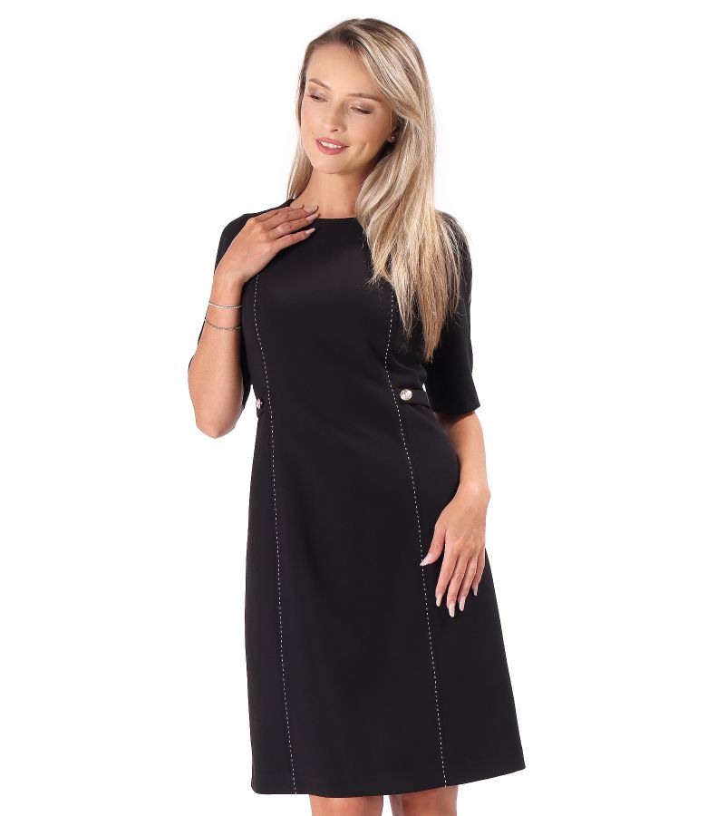 Flared office dress with short sleeves