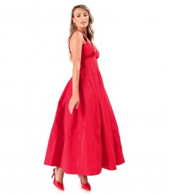 Flared taffeta dress with corset and straps