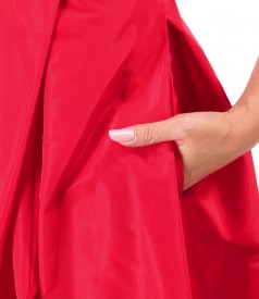Flared taffeta dress with corset and straps
