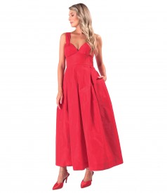 Flared taffeta dress with corset and straps