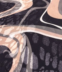 Midi dress made of viscose satin printed with gold motifs