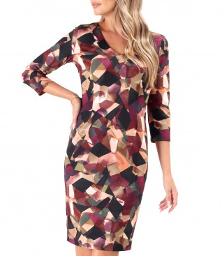 Dress made of thick elastic jersey with a V-neckline