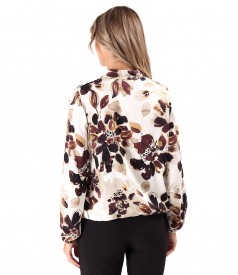 Elegant viscose blouse with a scarf-style collar