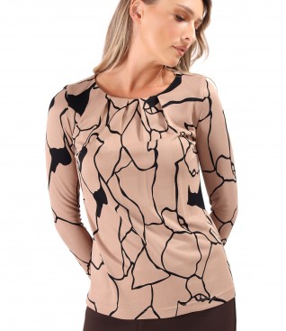 Viscose blouse with front pleats