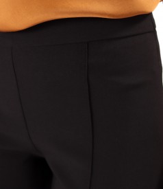 Flared pants made of elastic fabric with viscose