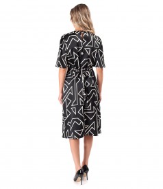 Satin dress with a twisted belt at the waist