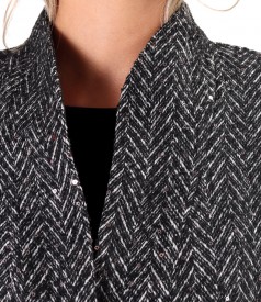 Elegant coat made of fabric with sequins
