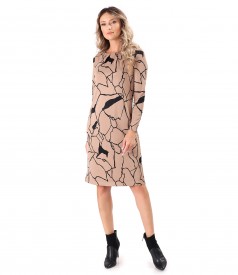 Viscose dress with pleats at the neckline