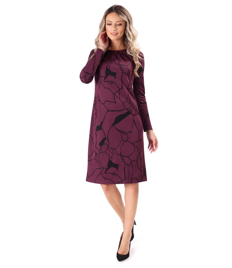 Viscose dress with pleats at the neckline