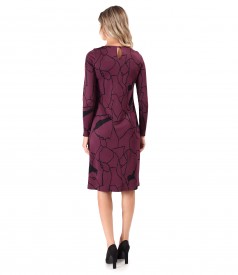 Viscose dress with pleats at the neckline