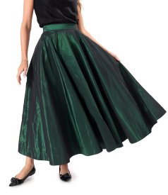 Long taffeta skirt with decorative elastic on the back