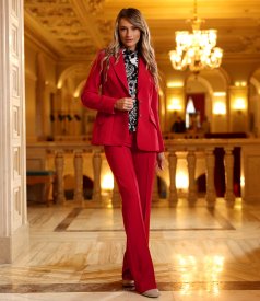 Flared pants made of elastic fabric with viscose