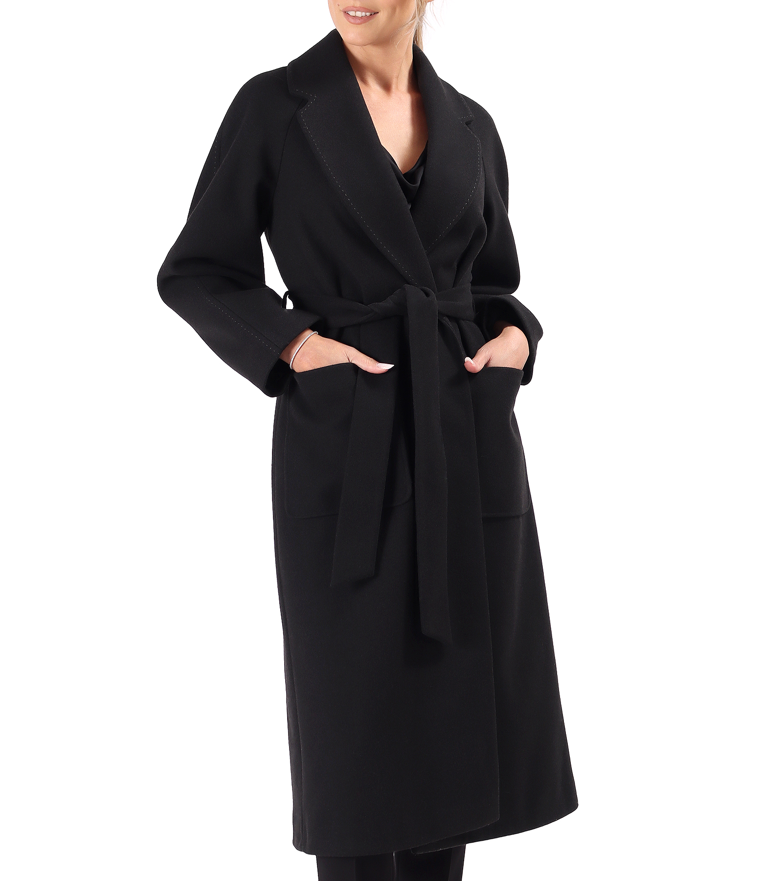 Midi overcoat made of thick fabric