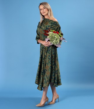 Midi dress printed with geometric motifs