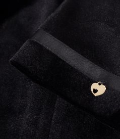 Black elastic velvet office jacket