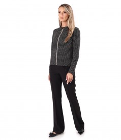 Blouse made of thick elastic jersey with a front zipper