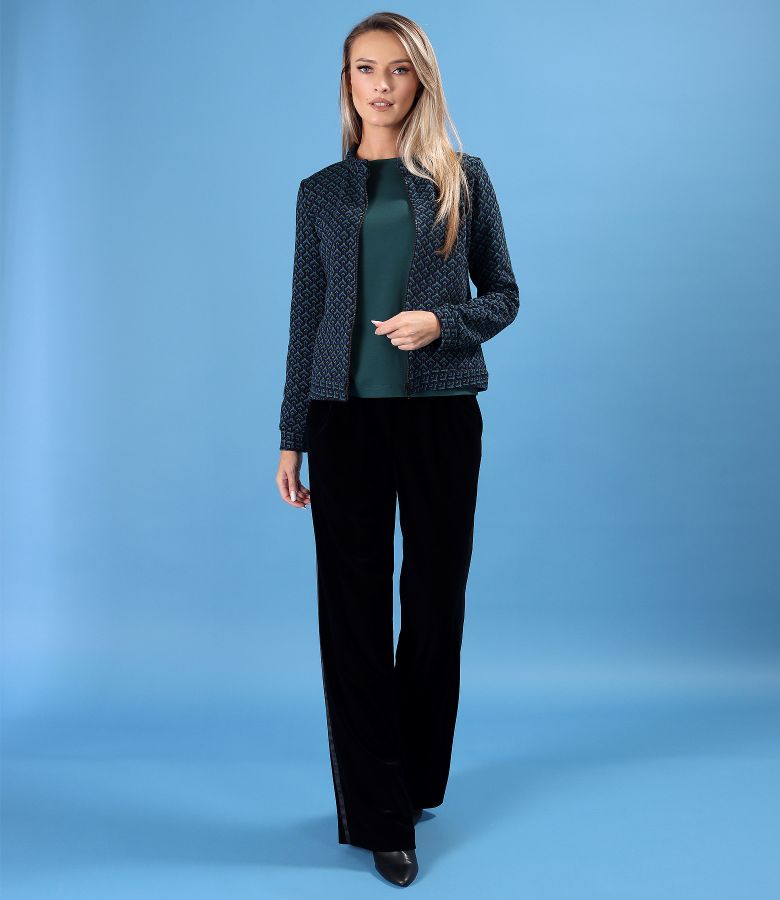 Elastic jersey blouse with 3/4 sleeves