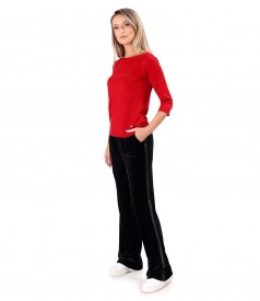 Elastic jersey blouse with 3/4 sleeves