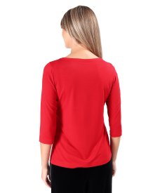 Elastic jersey blouse with 3/4 sleeves
